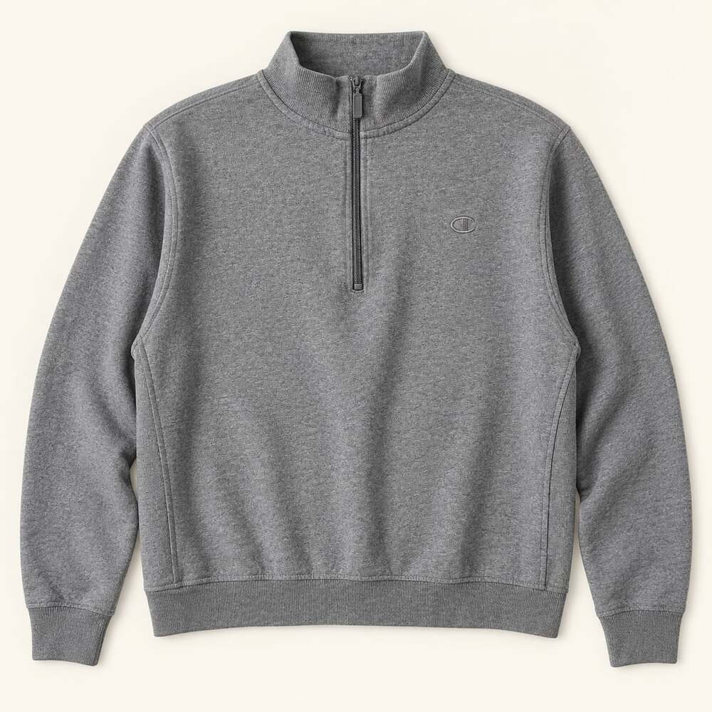 Champion Organics Gray Quarter Zip Pullover XL Minimal Y2K Sport